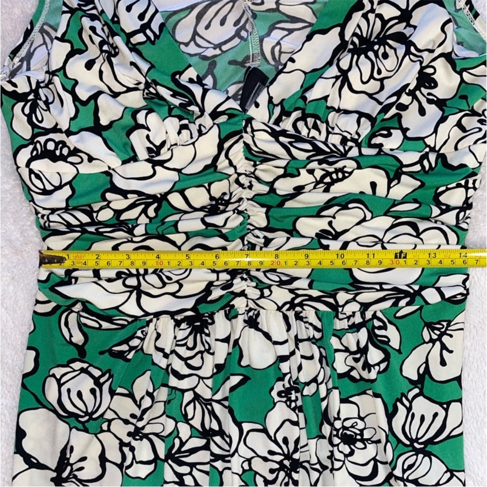 Bisou Bisou Floral Green and White Sleeveless Midi Dress - Picture 6 of 8